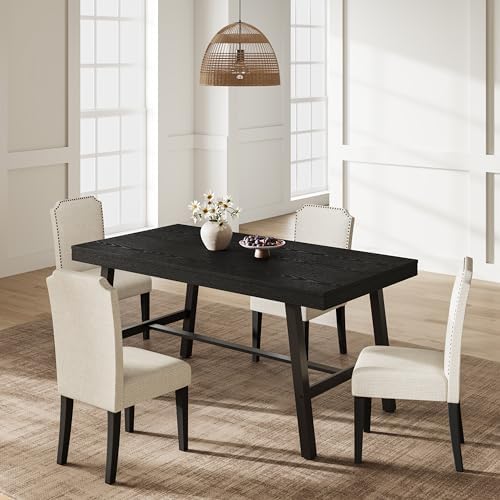 Garvee 55" Sturdy Kitchen Table, Writing Dining Table, Black