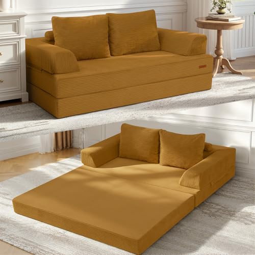 COMAX Convertible Futon Sofa Bed, 59" Folding Boneless Loveseat Small Couch