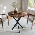 Unovivy 31.5" Small Round Dining Table for 2-4 Rustic Brown Dinner Table