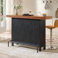 Okvnbjk 63-Inch 2-Tier Bar Table with Footrest, Black