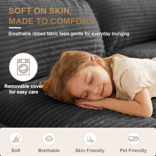 Boneless Sectional Couch with Storage, Upgraded Modular Sofa with Ottoman, Deep Seat Sleep Sofa for Living Room, 4 Seat Memory Foam Modern Corduroy Cloud Sofa with 2 Pillows,No Assembly(71"-Gray)