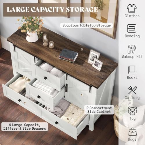 AMERLIFE 5-Piece White Bedroom Set with Dresser, 2 Nightstands, 2 Cabinets