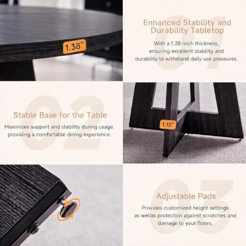 Round Dining Table Set for 4, Kitchen Table and Chairs