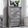ACCOHOHO Farmhouse 5 Drawers Dresser Chests for Bedroom, Gray
