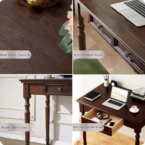 Walnut Writing Desks with Drawers, 35" French Country Style