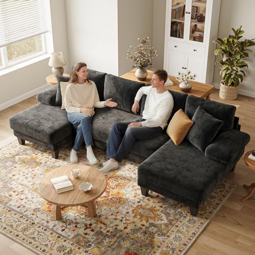 Txtin's Sleeper Sofa with Pull Out Bed 112 Inch U Shaped Sectional Couch