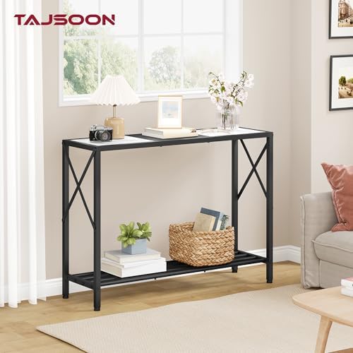 Tajsoon Console Table 41.8", 2 Tier Entryway Table with Storage Shelves