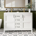 48" Bathroom Vanity with Sink Combo, Freestanding Farmhouse Thickened Wood Bathroom Storage Cabinet with Undermount Double Sink, 3 Drawers & 2 Soft-Close Doors with Organizers, White
