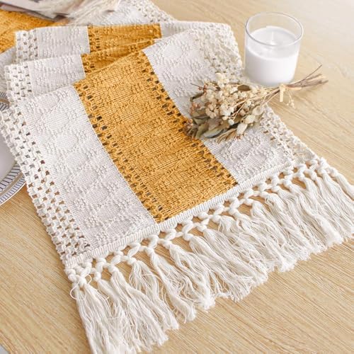 FEXIA Farmhouse Table Runner for Home Decor 12x72 Yellow Fall Home Decor