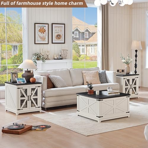 Joaxswe Farmhouse Coffee Table Set 2, End Table and Coffee Table