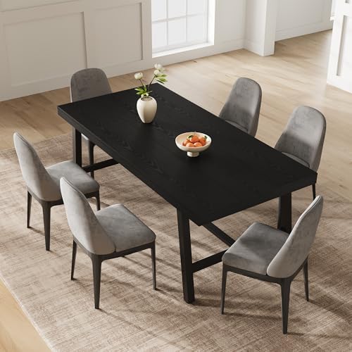 Garvee 71" 6-8 Person Dining Table, Industrial Kitchen Table, Black