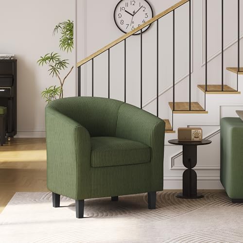 Topeakmart Corduroy Fabric Accent Chair, 300 lb Cap, Dark Green