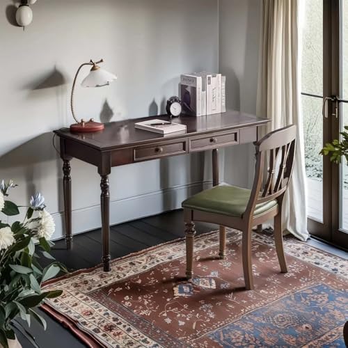 Walnut Writing Desks with Drawers, 47" French Country Style