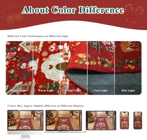 2x3 Christmas Cute Area Rug : Non-Slip Washable Winter Holiday Indoor Doormat Soft Low Pile Decorative Floor Mat for Kitchen Bathroom Living Room Bedroom Red Holiday Home Decor Gift（2x3，Red）