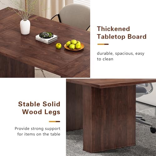 weselon 78 Inch Dining Table for 6 8 10, Modern Farmhouse Rectangular Kitchen Table, Long Dining Room Tables with Wood Strip Base for Kitchen Living Room (Walnut)