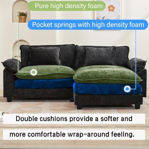 Oprisen 86" Modular Sectional Sofa, Comfy Deep Cloud Couch with Ottoman