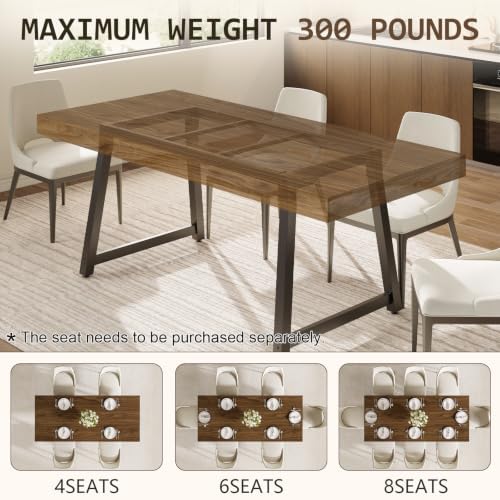 70.9" Industrial Dining Table for 6-8, Rectangle Kitchen Table