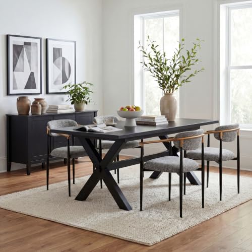 COLAMY Mid Century Modern Dining Chairs Set of 4, Upholstered Kitchen Room Chairs with 3" High-Resilience Cushion, Sturdy Metal Legs and Ergonomic Curved Backrest for Home Office, Grey