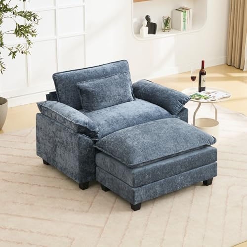 Oprisen 53" Modular Sectional Sofa, Comfy Deep Cloud Couch with Ottoman