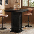 Tribesigns 39.4" H Square Bar Table, Industrial High Top Bistro Pub Cocktail Table with Metal Footrest for Kitchen Nook, Home Bar, Small Bars, Black(Table Only)