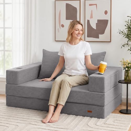 COMAX Boneless Futon Sofa Bed, 59" Small Low-Profile Floor Couch