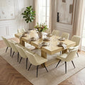 Miereirl 11-Piece Modern Farmhouse Dining Table Set, 86.6" x 47.2" Sturdy Stable Dining Table with 10 Chairs, Rectangular Kitchen Table Set for 10,(Natura Table+10 Beige Chairs)