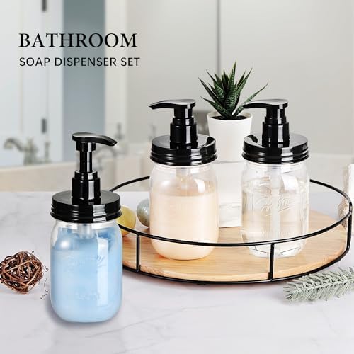 Amolliar Plastic Mason Jar Soap Dispenser with Pump Lid 16OZ, 3 Pack