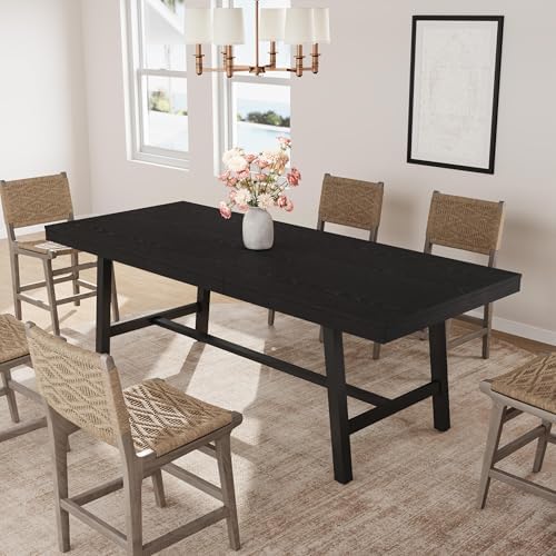 Garvee 63-83" Expandable Dining Table, Large Kitchen Table, Black