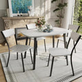 Garvee 5 Piece Dining Table Set for 4 with Trapezoid Back Chairs, White
