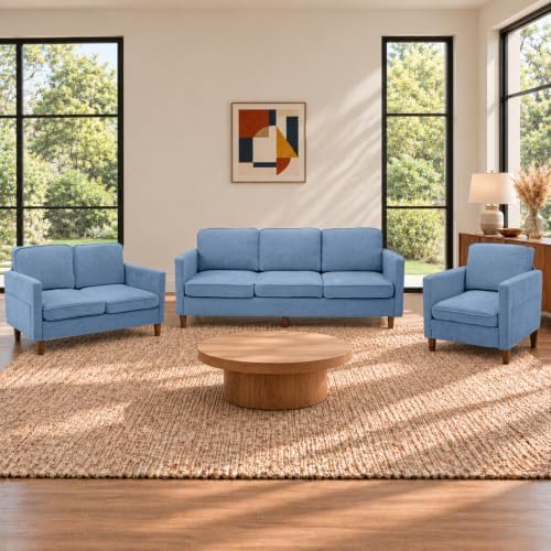 3-Piece Sofa Set for Living Room, Chenille Couch with Loveseat and Chair