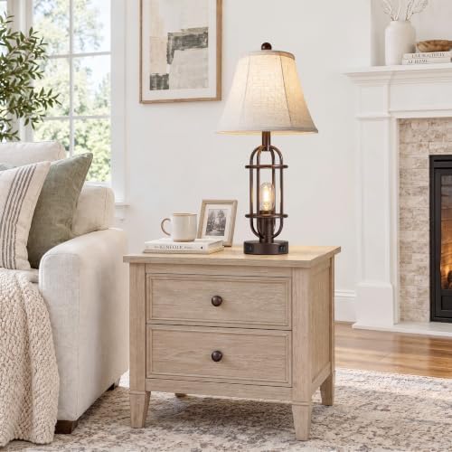 Reaketon Farmhouse Table Lamps for Living Room Set of 2, Oil Rubbed Bronze