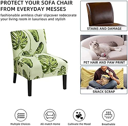 Eco-Ancheng Armless Chair Slipcover Removable Armless Accent Chairs Covers Washable Armless Slipper Chair Slipcover Printed Armless Chair Furniture Protector Covers for Living Dining Room Hotel