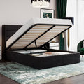 SHA CERLIN Queen Size Lift Up Hydraulic Storage Bed Frame Black