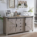 T4TREAM 60" Wide Farmhouse Sideboard Buffet Cabinet, Light Rustic Oak