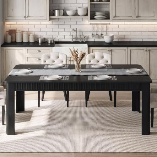 MapleGrace 70" Rectangle Dining Table for 6-8, Wooden Kitchen Table, Black