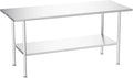 Atelicf NSF Stainless Steel Prep Table 30X72 inch, Rounded Flat Top