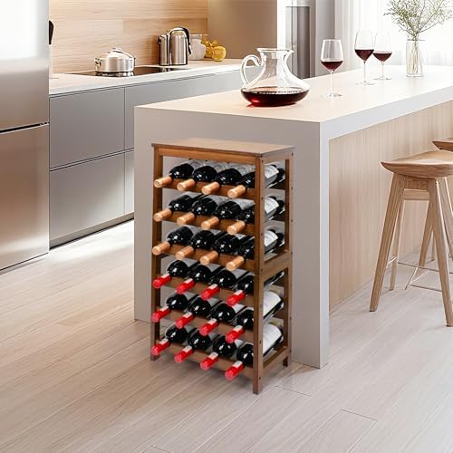 Wine Rack Freestanding Floor, 6-Tier Display Wine Storage Shelf