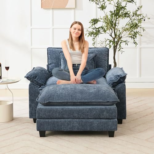 Oprisen 53" Modular Sectional Sofa, Comfy Deep Cloud Couch with Ottoman