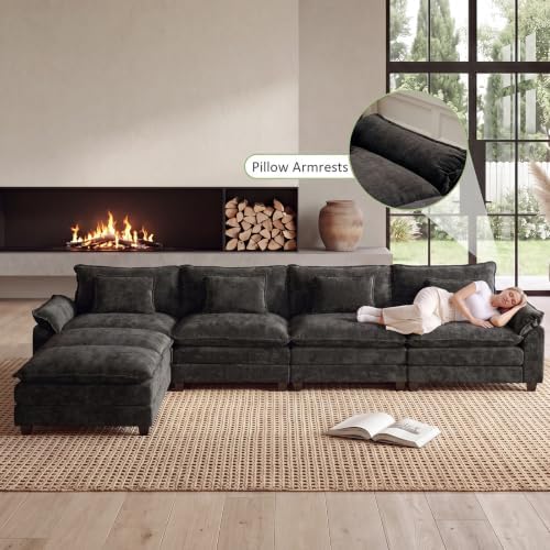 Oprisen 154" Modular Sectional Sofa, Comfy Deep Cloud Couch with Ottoman