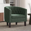 BELLEZE Green Accent Chairs for Living Room, Elegant Arm Chair Upholstered Tufted Barrel Chair Club Chair for Bedroom with Sturdy Legs and Linen Fabric - Berlinda (Green)