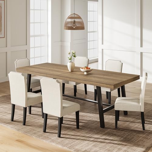 Garvee 87" Industrial Kitchen Table, Extra Wide Dining Table, Rustic Pear
