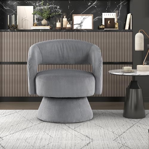 Lexicon Modern Comfy Corduroy 360 Degree Swivel Accent Chair, Dark Gray