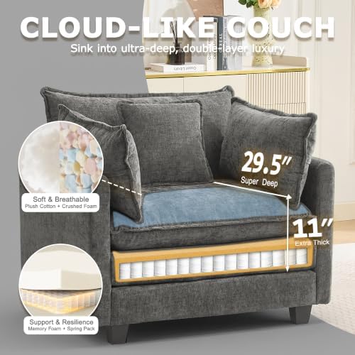 42" Modular Sectional Sofa, Cloud Couch Single-Seat Accent Chair