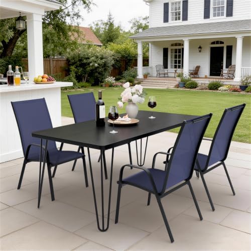 JEAREY Patio Dining Chairs Set of 4, Stackable Outdoor Chairs, Navy Blue