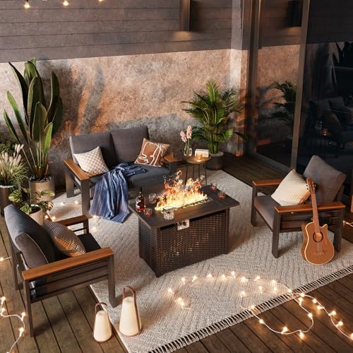 Aoxun Patio Furniture Set, Aluminum Outdoor Furniture with Oversized Seats