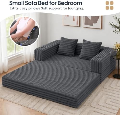COMAX Boneless Futon Sofa Bed, 59" Small Low-Profile Floor Couch