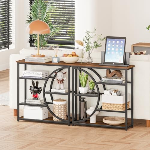 Snughome Entryway Table, Narrow Console Table, Industrial Sofa Table with 5 Tier Storage Shelves, Entrance Table for Hallway, Behind The Couch, Living Room, Foyer