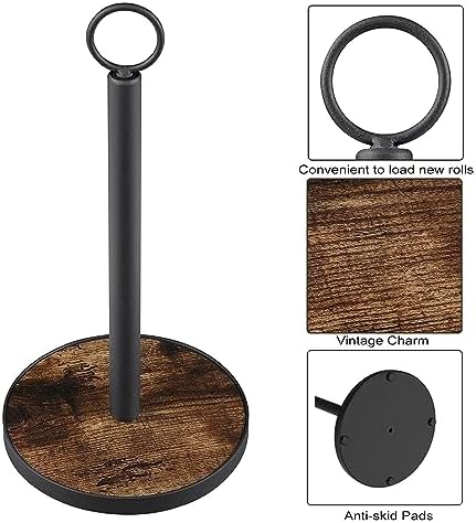 OROPY Paper Towel Holder Countertop, Heavy Duty Wood Base, Farmhouse Style