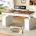 SEDETA 55.1" Farmhouse Executive Electric Standing Desk with 3 Drawers