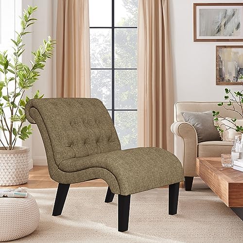 Accent Chairs Set of 2 Modern Armless Living Room Bedroom Side Chairs Button Tufted Upholstered Leisure Chair with Wood Legs